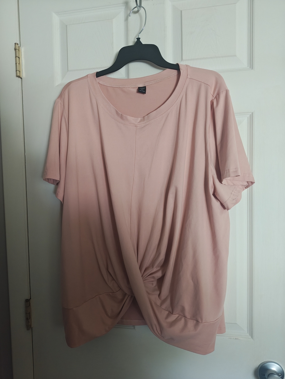 Women's Twist Front Short Sleeve Top - Blush Pink
